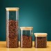 Qaecmly Glass Kitchen Containers Set – 5-Piece Airtight Storage Jars with Bamboo Lids for Pantry, Coffee, Sugar & Spices
