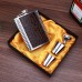 Qaecmly Stainless Steel Drinking Flask – 8oz Leakproof Hip Flask Wrapped in Genuine Alligator Leather for Whiskey & Spirits